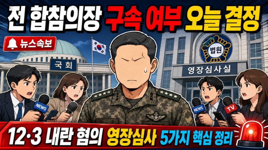 2026년 6월 15일, 서울중앙지법에서 합참의장 구속 영장 심사가 진행됐습니다. 2차 종합특별검사팀은 지난 6월 9일 김명수 전 합동참모본부 의장을 비롯한 군 관계자 4명에 대해 내란중요임무종사 혐의로 구속영장을 청구했습니다. 이번 심사가 12·3 내란 사건에서 합참 수뇌부의 신병 확보를 시도한 첫 번째 사례인 만큼 결과에 이목이 집중되고 있습니다. Background